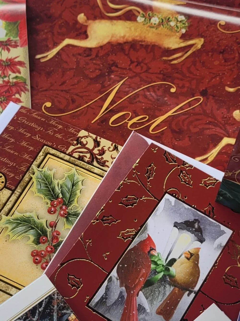 Deluxe Stationery Gift Box Set w/Dividers 47 Greeting Cards Wrapping Paper 1 Bag